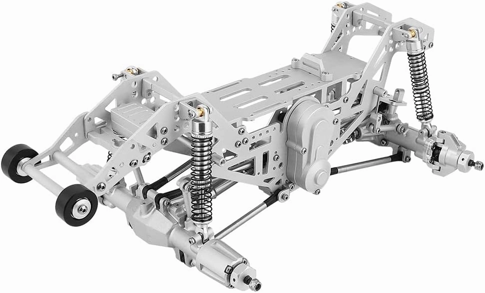 1:18 Metal Upgrade Chassis Frame with Axles Gearbox for RC LOSI Mini LMT 1/18 Digger Monster Truck Brushed RTR LOS01026 Metal Upgrade Parts (Silver)