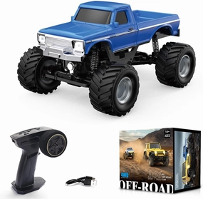 1/36 Scale RC Off-Road Car Model, 2.4G 4WD Full Proportional RC Truck with Realistic LED Lights, RC Vehicle Long Battery Life, Gifts for Adults, Kids (RTR Version)