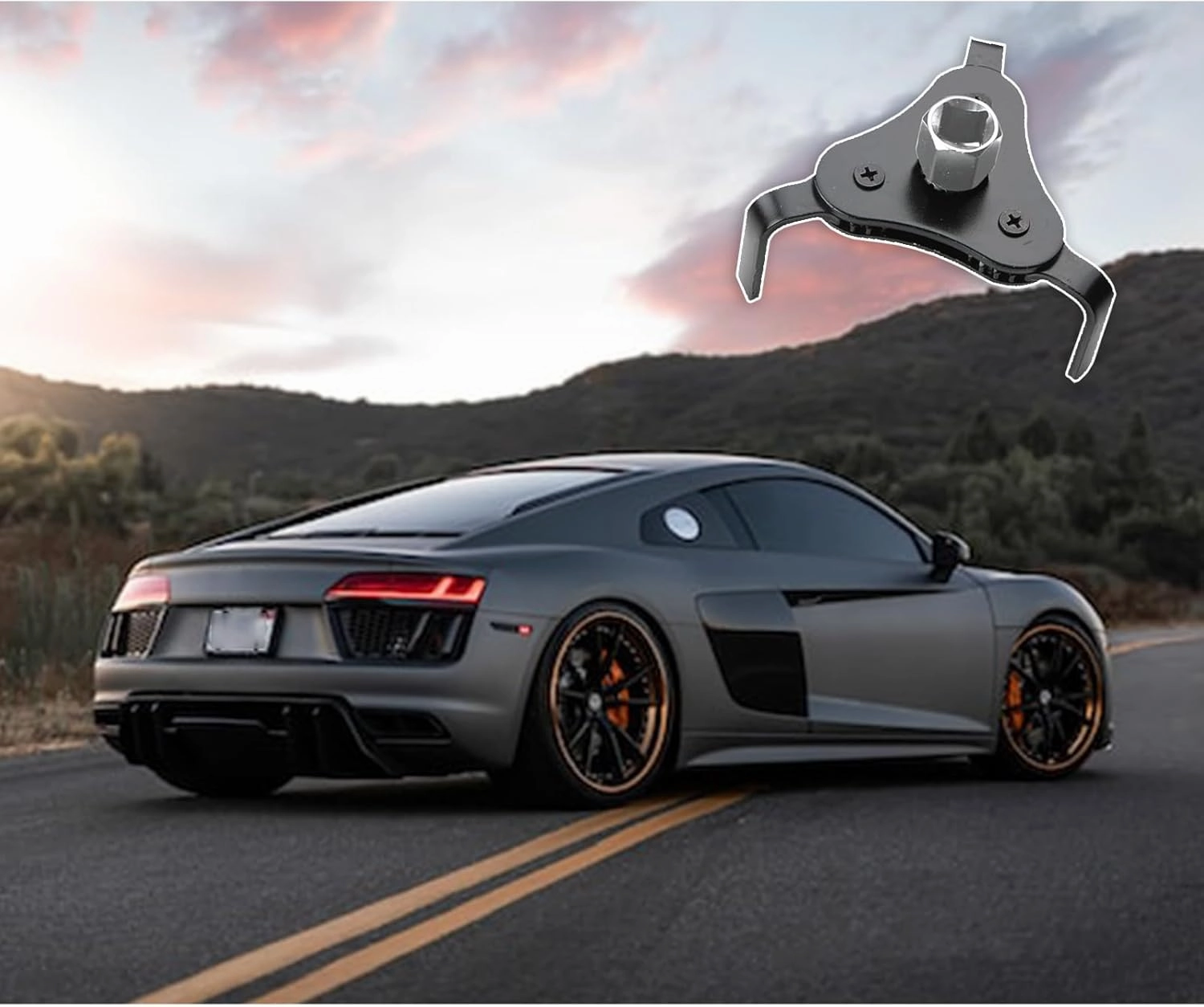 1 PC Car Oil Filter Wrench, 1/2 Metal Heavy Duty Adjustable Filter Change Set, Multifunctal Three-claw Vehicle Oil Filter Wrench Maintenance Accessories for Engine (Black & White)