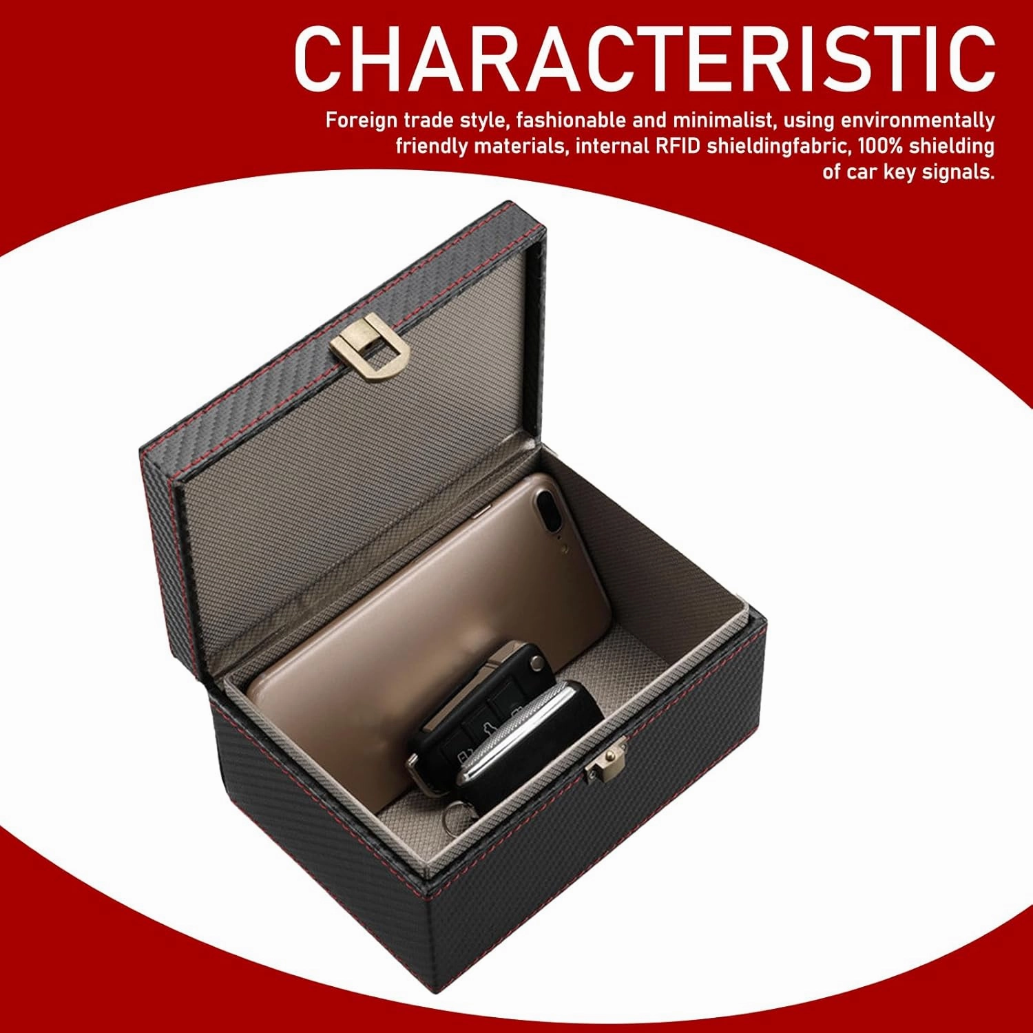 1 PC Faraday Box Car Key Protector, Carbon Fiber Pattern Anti-RFID Information Scanning Anti-GPS Positioning Box, Signal Blocking Shielding Key Box, for Most Car Keys (Black)