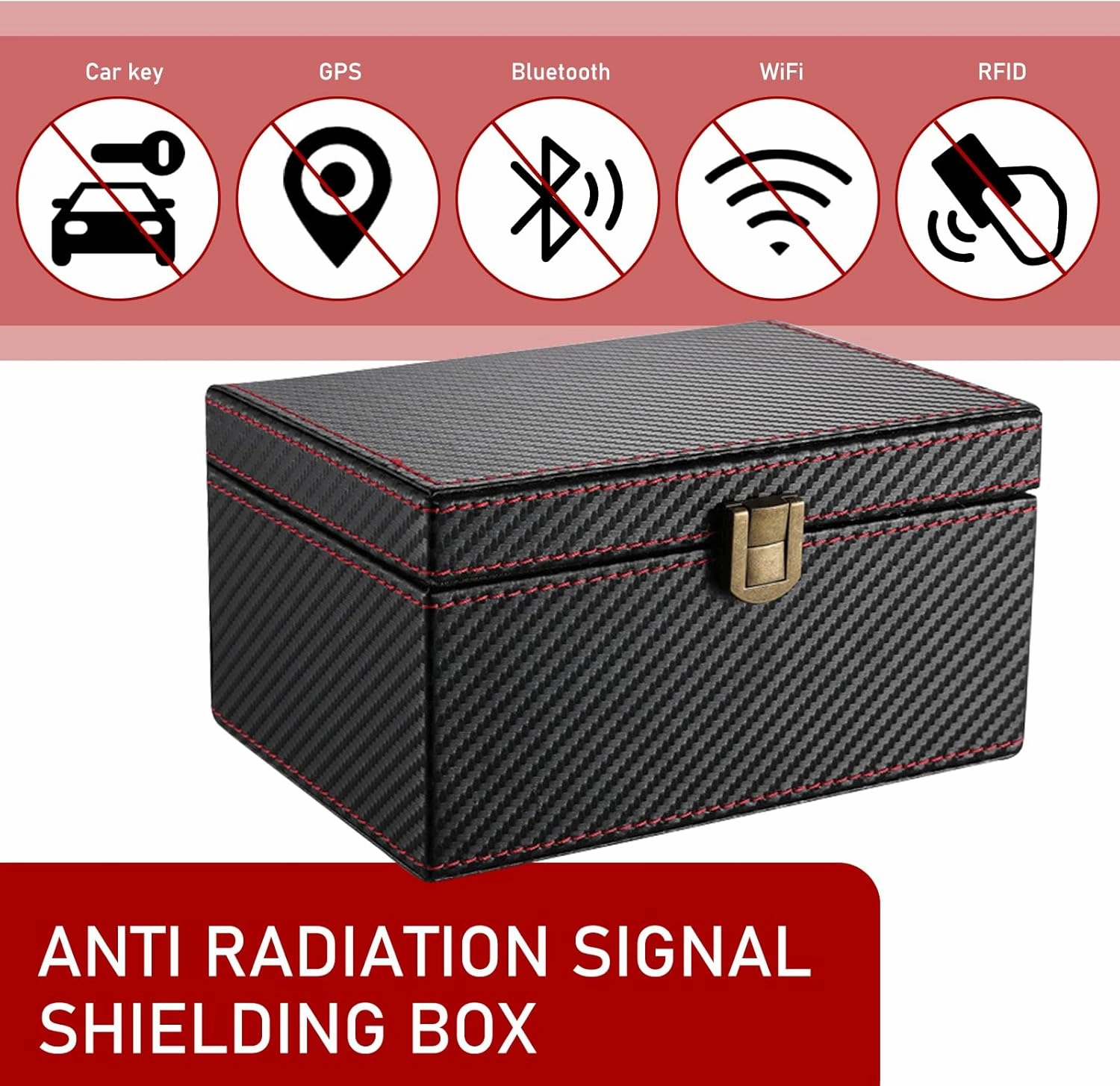 1 PC Faraday Box Car Key Protector, Carbon Fiber Pattern Anti-RFID Information Scanning Anti-GPS Positioning Box, Signal Blocking Shielding Key Box, for Most Car Keys (Black)