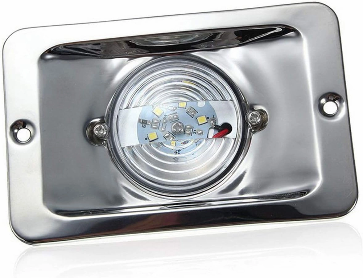 1 Pcs 12V Waterproof Stainless Steel Navigation Lamp White LED Square Light Transom Ship Lights for Marine Boat Ship