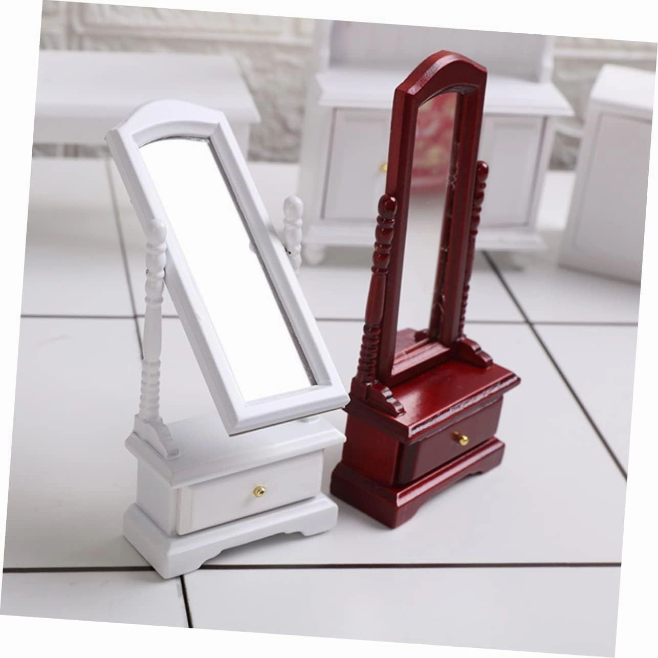 1pc Dollhouse Full Length Mirror Home Furniture House Furviking 1 12 Scale Furniture Mini House Ornament Miniature House Mirror Miniature Dressing Mirror Mini House Accessories