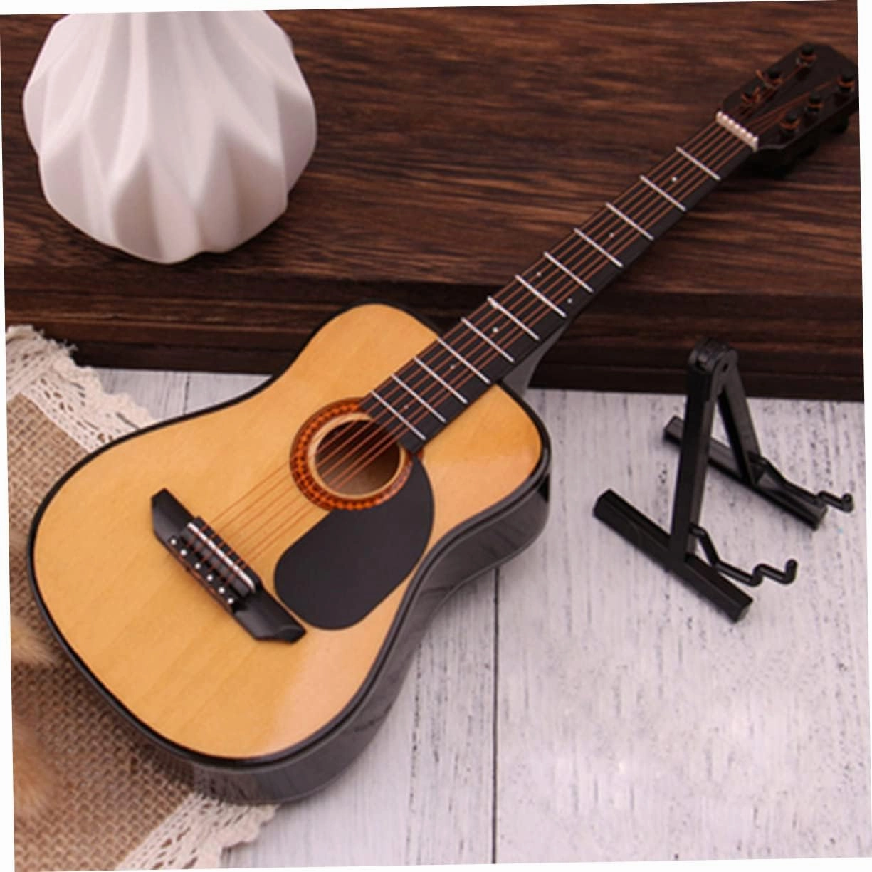 1pc Mini Guitar Decor Model Lifelike Household Decoration Teaching Aid Adorable Guitar Prop for Home Decor Photo Prop for Friends Family