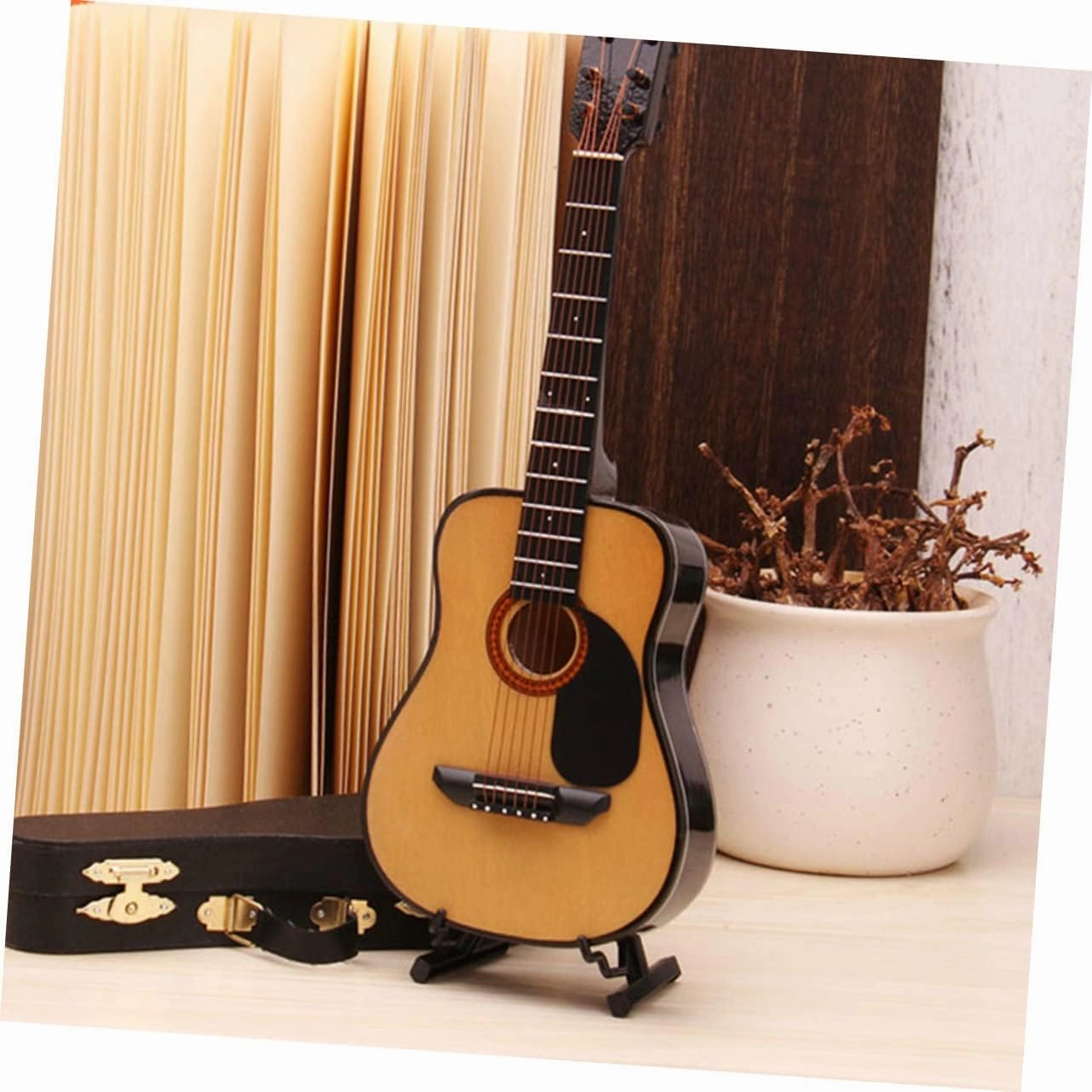 1pc Mini Guitar Decor Model Lifelike Household Decoration Teaching Aid Adorable Guitar Prop for Home Decor Photo Prop for Friends Family