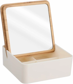 1pc Portable Mini Desktop Makeup Mirror with Storage Box Compact Travel Vanity Mirror Go Use Durable and Design for Makeup Application and Touch-ups