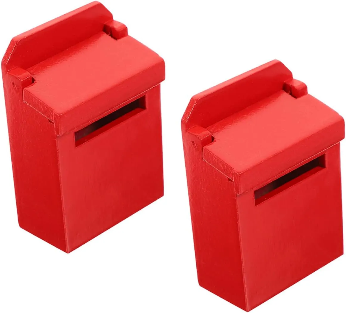 1set Mini Mailbox Figurine Wooden Craft for Dollhouse Decor Tiny Mailbox Model Mini House Furniture for Imagination and Hands Play 2pcs