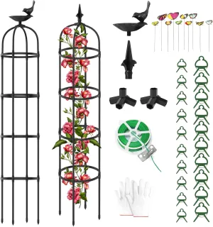 2 Pack Garden Obelisk Trellis for Climbing Plants Outdoor 6.6ft - 78", Rustproof PE Coated Metal Plant Cages & Supports, Heavy Duty Round Garden Trellis for Indoor Flowers, Pots, Vines