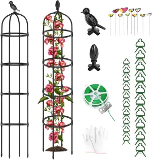 2 Pack Garden Obelisk Trellis for Climbing Plants Outdoor, 6.6FT Tall Rustproof Rose Bush Round Trellis Plant Support, Garden Obelisks for Indoor Potted Flowers Vegetable Fruits Vine