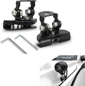 2 PCS Car Grille LED Light Base Mounting Bracket, Angle-Adjustable Shock-Absorbing Hood Spotlight Non-Destructive Bracket, Car Auxiliary Fixing Accessories, Suitable for Most Car Models (Black)