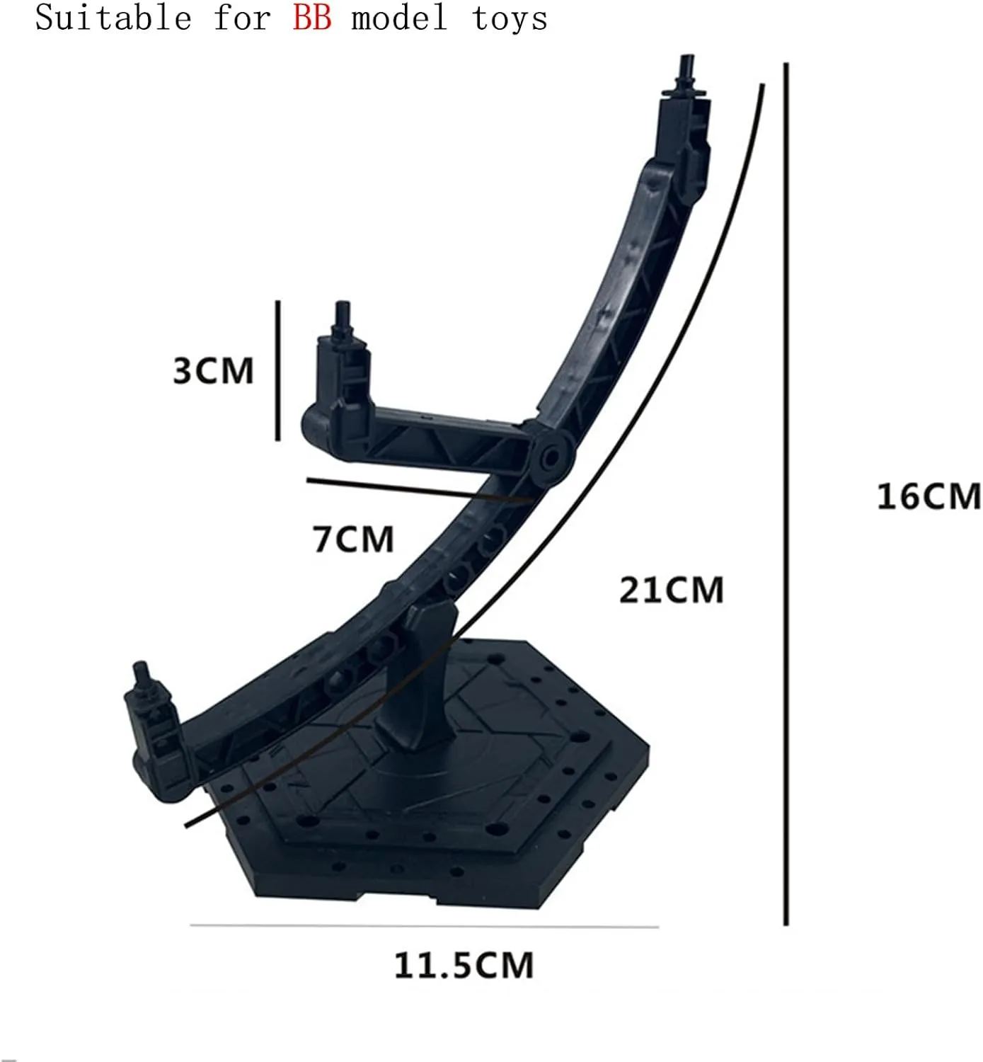 2-Pieces Action Figure Display Stand, Adjustable Model Kit Base, Display Stand Suitable For Gundam Models And 1/144 HG RG BB Action Characters, Black (2 BB)