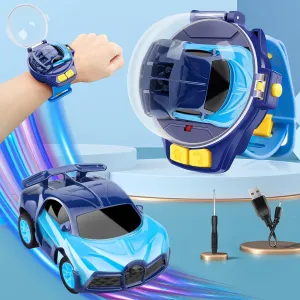 2022 Mini Remote Control Car Watch Toys, 2.4 GHz Cute Wrist Racing Watch, Car Watch Remote Control Car Toys for Boys and Girls, Interactive Game Toys USB Charging Remote Control Car, Blue