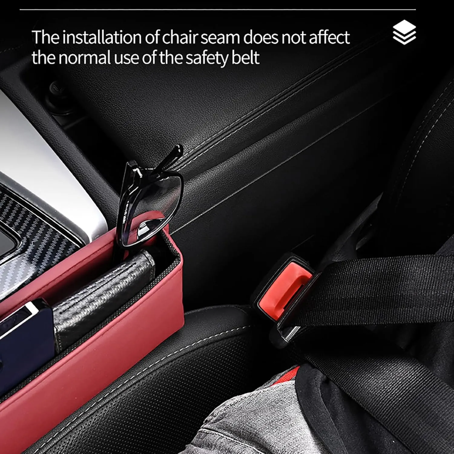 2024 Car Leather Cup Holder Gap Bag, Seat Gap Storage Box, Adjustable Car Seat Storage Box, Car Seat Gap Organizerwith Cup Holder, for Glasses Phones Keys and Cards (Driver Side Beige)