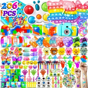 206 PCS Party Favors for Kids 3-5 4-8-12, Fidget Toys Pack Birthday Bulk Goodie Bag Stuffers, Treasure Box Toys for Classroom Prizes for Kids