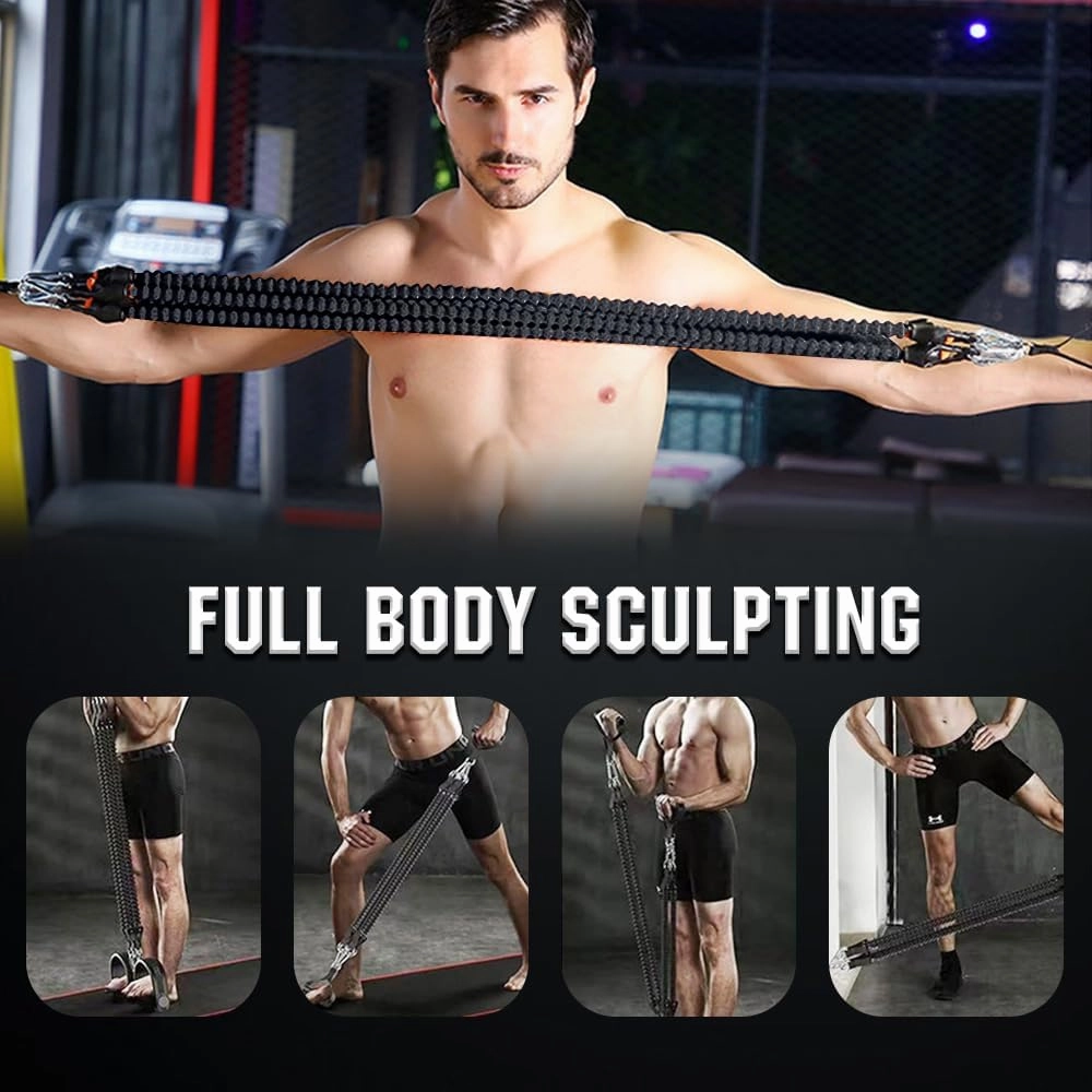 21 Fitness Resistance Bands-4 Tube Pedal Ankle Puller, 2025 New Pedal Resistance Band Stretch Bands, AB Training Auxiliary Device Workout Equipment for Women Men