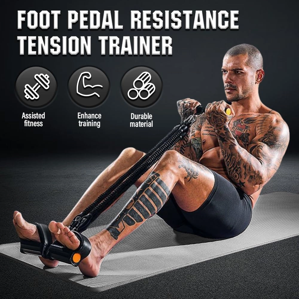 21 Fitness Resistance Bands-4 Tube Pedal Ankle Puller, 2025 New Pedal Resistance Band Stretch Bands, AB Training Auxiliary Device Workout Equipment for Women Men