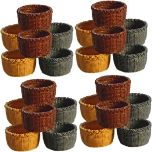 24 Pcs Adorable Miniature House Baskets Vivid Decor for Dollhouses Cute Figurines for Rooms for Miniature Crafts and Micro Landscapes