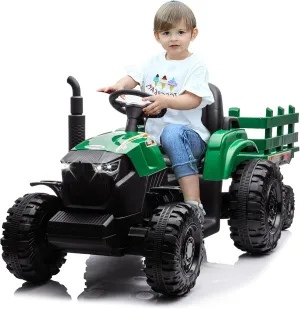 24 Volt Ride on Tractor for Kids 4-8, 24V 9Ah Ride on Toy Car for Big Kids with Parental Remote, 400W Motor - Green