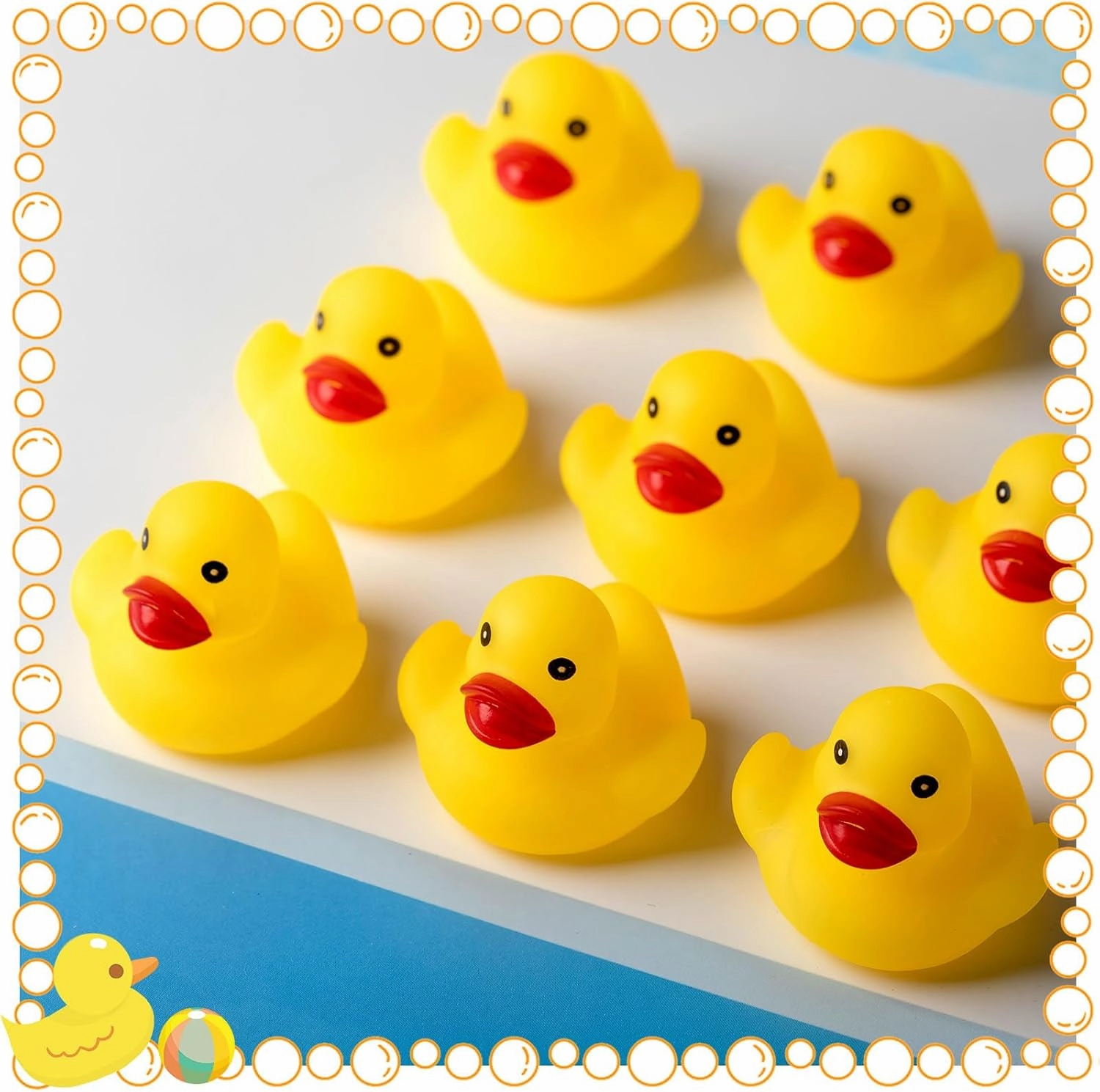 24 Pcs Glow in The Dark Rubber Ducks 2.2'' Luminous Mini Rubber Duck Fluorescent Tiny Light up Floating Squeaky Bathtub Toys for Baby Showers Summer Beach Pool Party Games (Yellow)