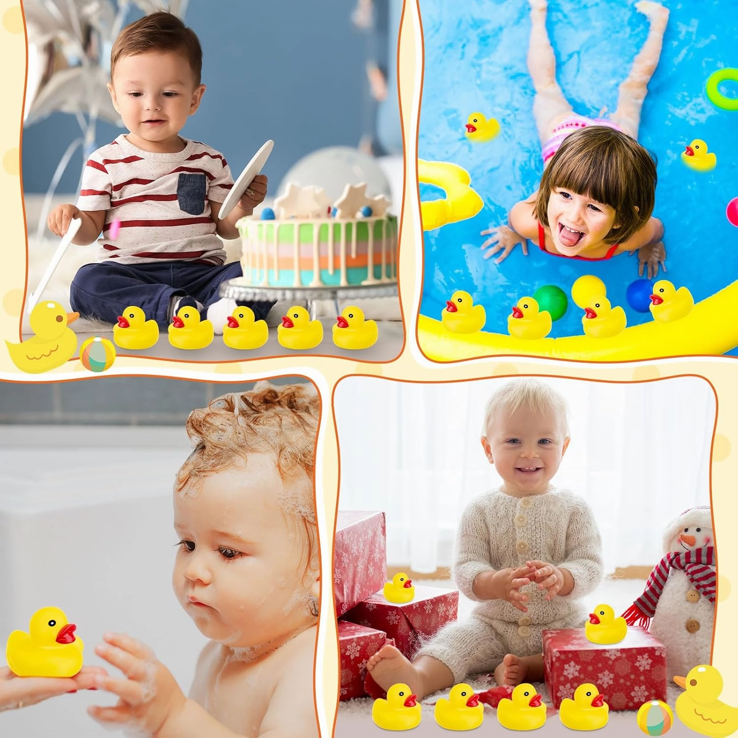 24 Pcs Glow in The Dark Rubber Ducks 2.2'' Luminous Mini Rubber Duck Fluorescent Tiny Light up Floating Squeaky Bathtub Toys for Baby Showers Summer Beach Pool Party Games (Yellow)