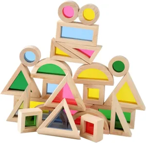 24Pcs Building Blocks Educational Cognitive for Interactive Parent Plaything Safe Wooden Design for Shape and Color Recognition