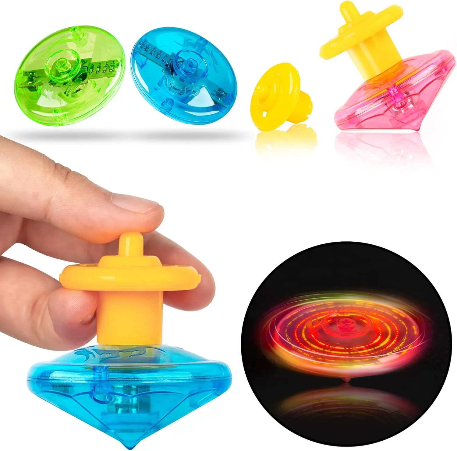 24PCS Flashing Spinning Tops Light up Spinner Bulk Toys Glow in The Dark Gyroscope Party Favors for Kids Goodie Bags Fillers Classroom Treasure Box Prizes