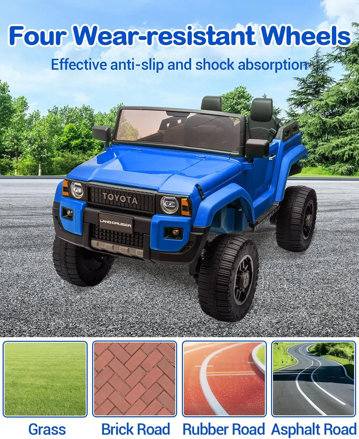 24V Ride On Car for Kids, 2 Seater Ride On Car Truck, Licensed Toyota Electric Car with Parent Remote Control, 4.4MPH, 4x550W Motors, Lockable Doors, Spring Suspension, Adjustable Seat, MP3, Lights