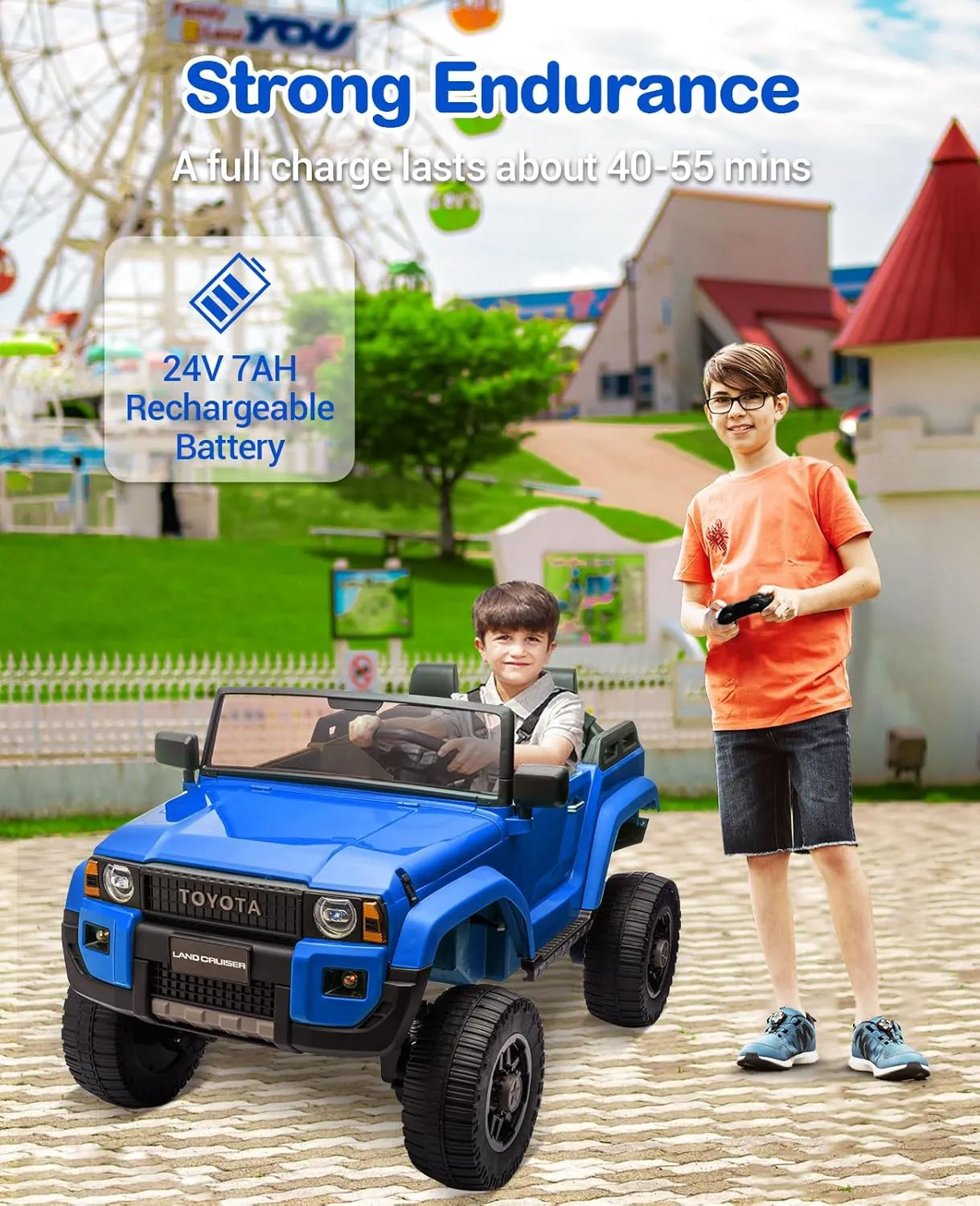 24V Ride On Car for Kids, 2 Seater Ride On Car Truck, Licensed Toyota Electric Car with Parent Remote Control, 4.4MPH, 4x550W Motors, Lockable Doors, Spring Suspension, Adjustable Seat, MP3, Lights