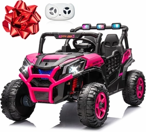 24V 2 Seater Ride on Car for Kids, MOEYURO 800W Powered UTV Toy, 5MPH Large Side by Side Electric Car w/Remote, Bluetooth, LED Light, 3 Speeds, Music, Spring Suspension, Storage, Gift for Kids, Pink