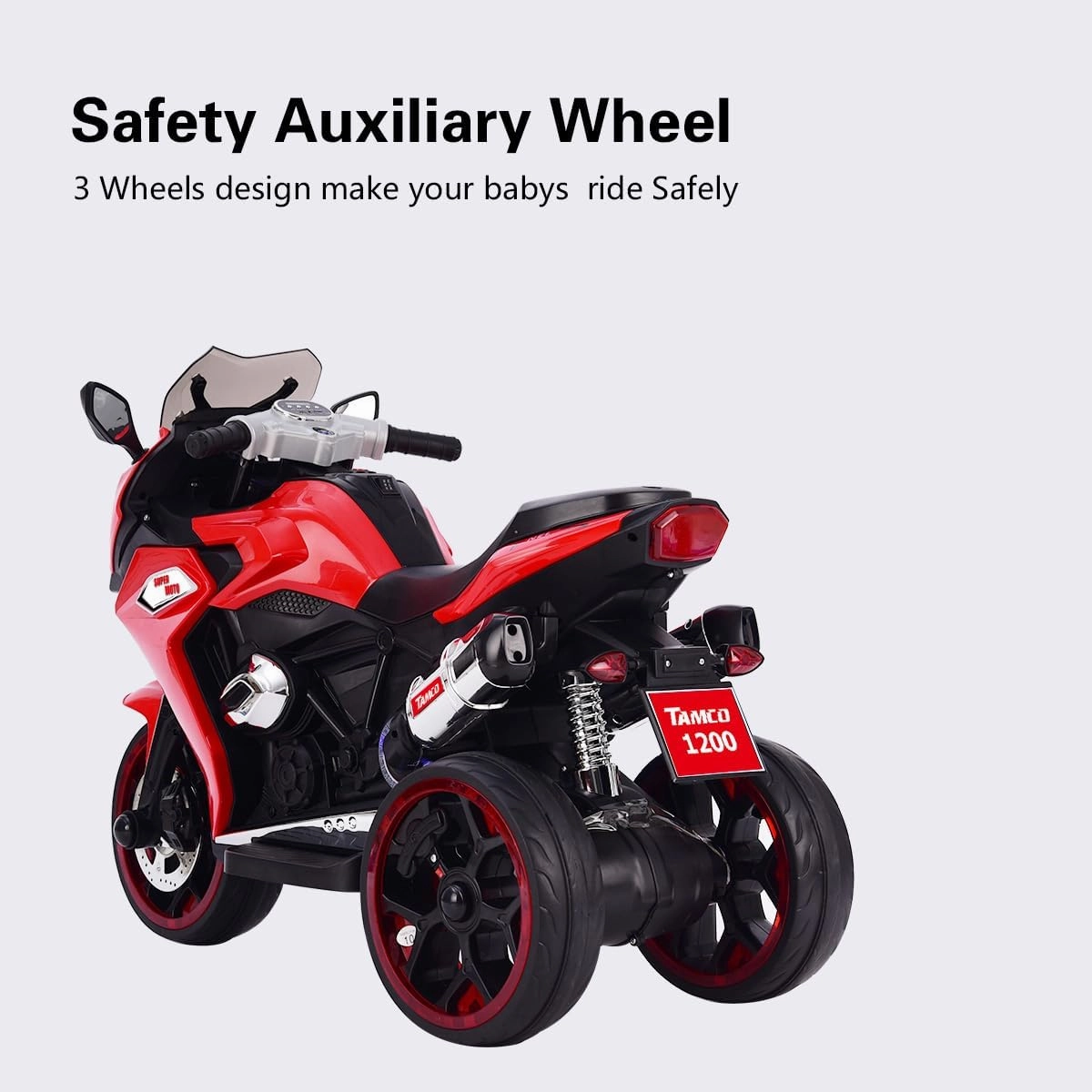 24V Kids Ride On ATV, Electric Ride on Dirt Motorcycle with LED Lights, Music, High Low Speed, Soft Start, Motorcycle Toys 3 Wheels Electric Trike Motorcycle for Boys and Girls (Red/Black)