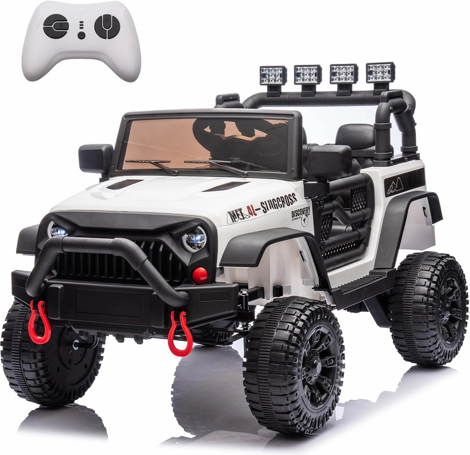 24V Ride on Toys for Kids - 400W Motor Electric Kids Car with Remote Control, LED Headlight, MP3, Bluetooth, 3 Speeds, 4 Wheel Suspension, Jeeps Electric Car for Boy Girls Kid (White)