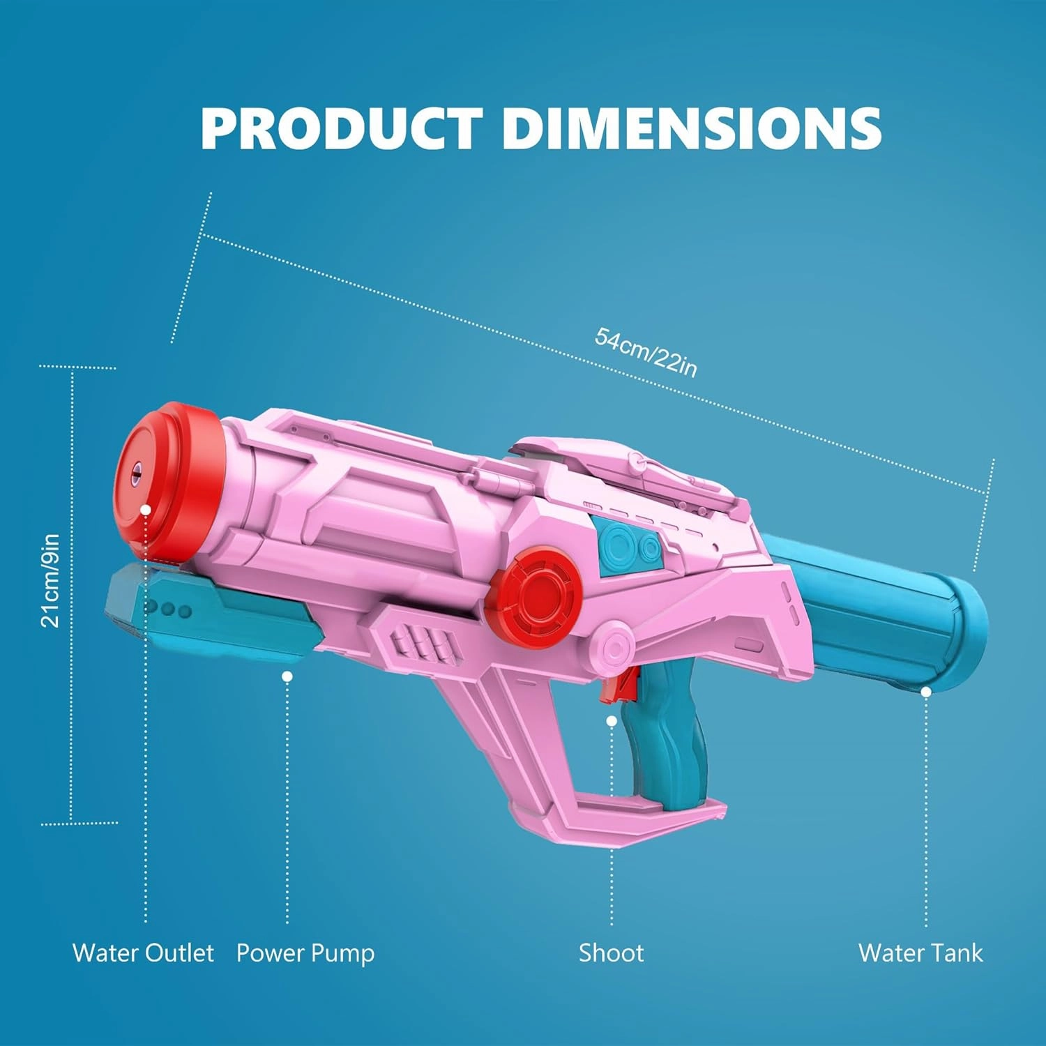 2 PCS Water Guns for Kids, Super Squirt Gun Water Soaker Blaster - Big Size - 32ft Long Shooting Range - High Capacity - Quick Refill - Summer Water Toys Gun for Boys Girls and Adults Outdoor - Pink