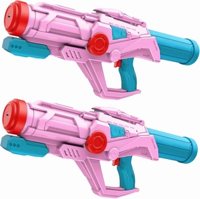 2 PCS Water Guns for Kids, Super Squirt Gun Water Soaker Blaster - Big Size - 32ft Long Shooting Range - High Capacity - Quick Refill - Summer Water Toys Gun for Boys Girls and Adults Outdoor - Pink