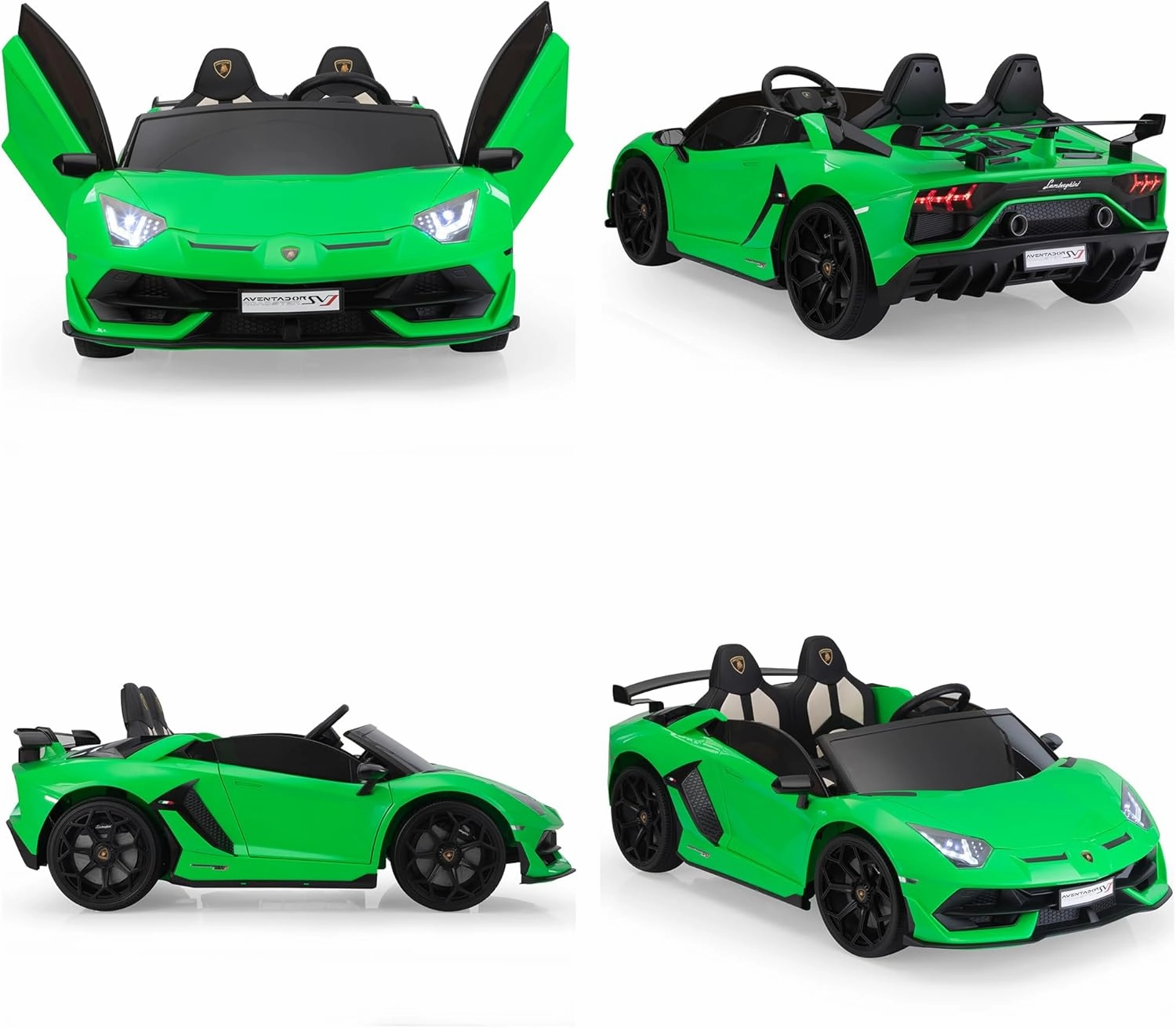 2-Seater Ride on Car 24V Electric Lamborghini for Kids High Speed 13km/h Drift Sports Car with PU Leather Seats w/Adjustable Safety Belt, 2 Speeds Mode, Music, Gifts for Children