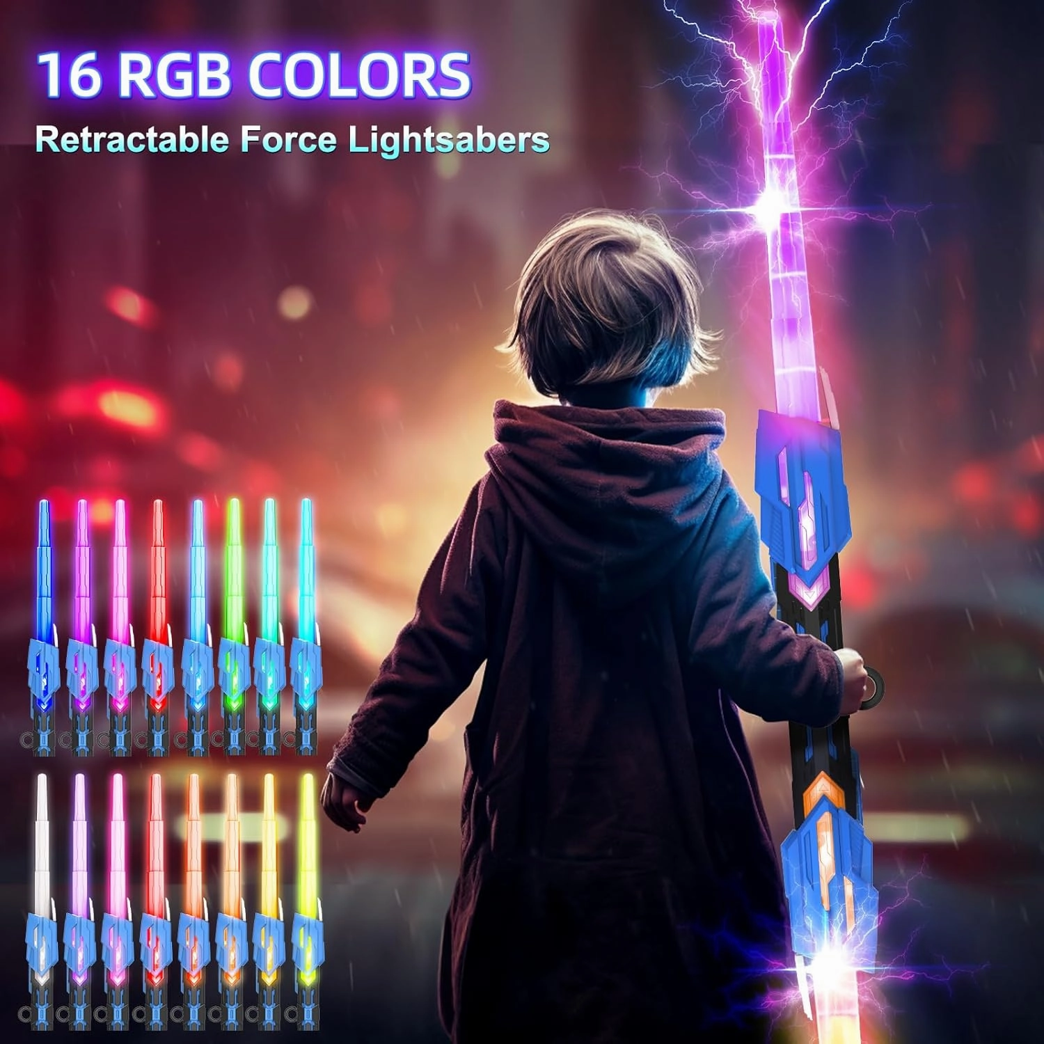 2in1 Skrify Lightsabers,Lightsabers for Adults RGB 16 Lights Rechargeable Lights Up Saber with FX Sound and Telescopic Handle