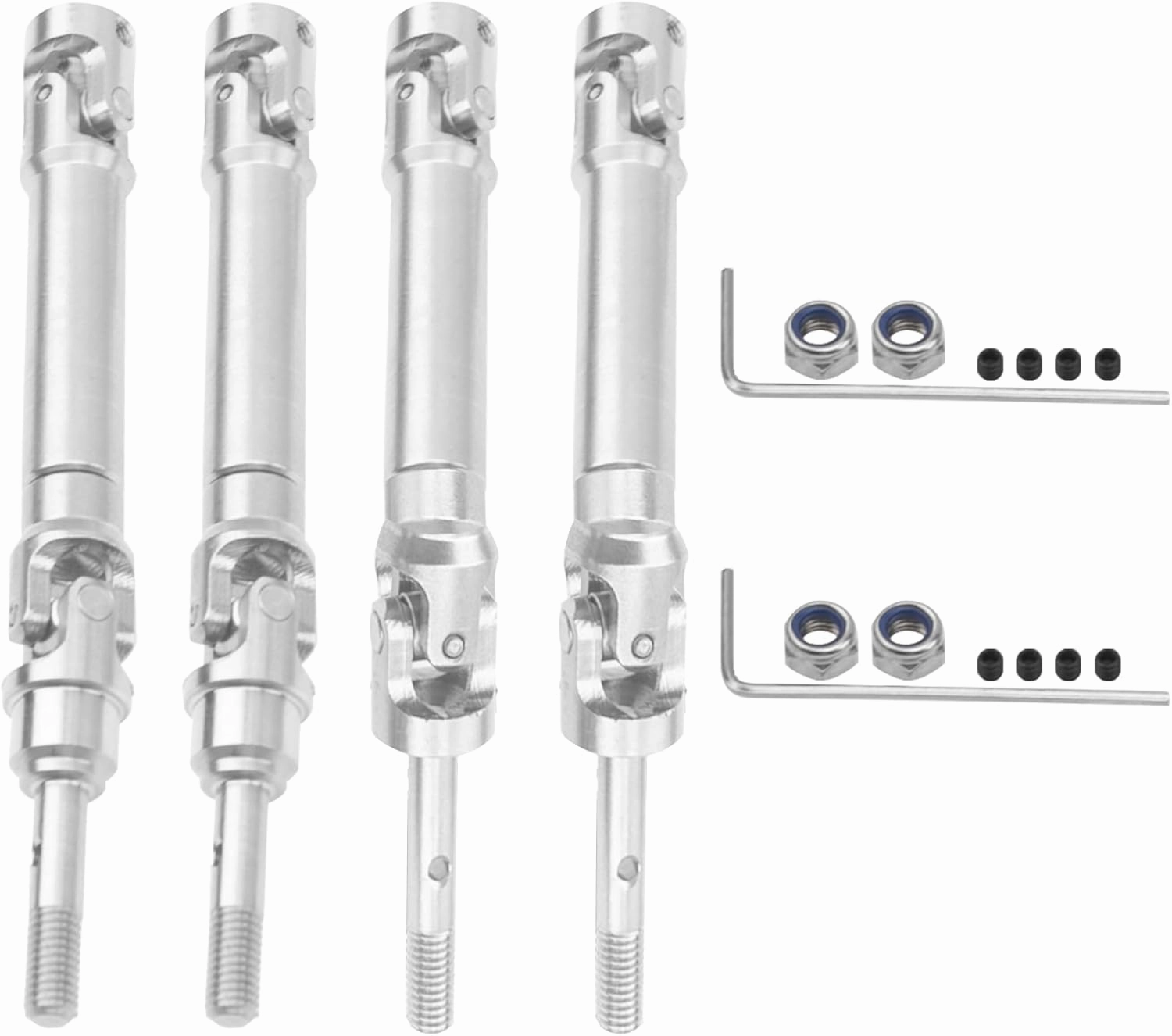2Pairs Vgoohobby Stainless Steel Front & Rear Drive Shaft CVD Driveshaft Upgrades Parts Compatible with Traxxas Slash 4X4/Stampede 4X4/Rustler 4X4 Hoss RC Truck Car