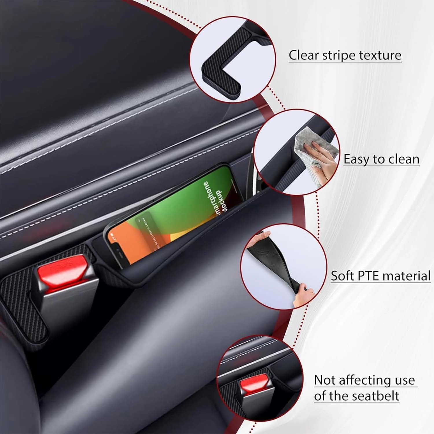 2PCS Car Seat Gap Filler Organizer, Blocker Between Seats, Seat Gap Filler, Car Seat Accessories, Car Seat Side Gap Filler, Universal Fit Car SUV Truck Prevent Phone, coins Falling (Brown)