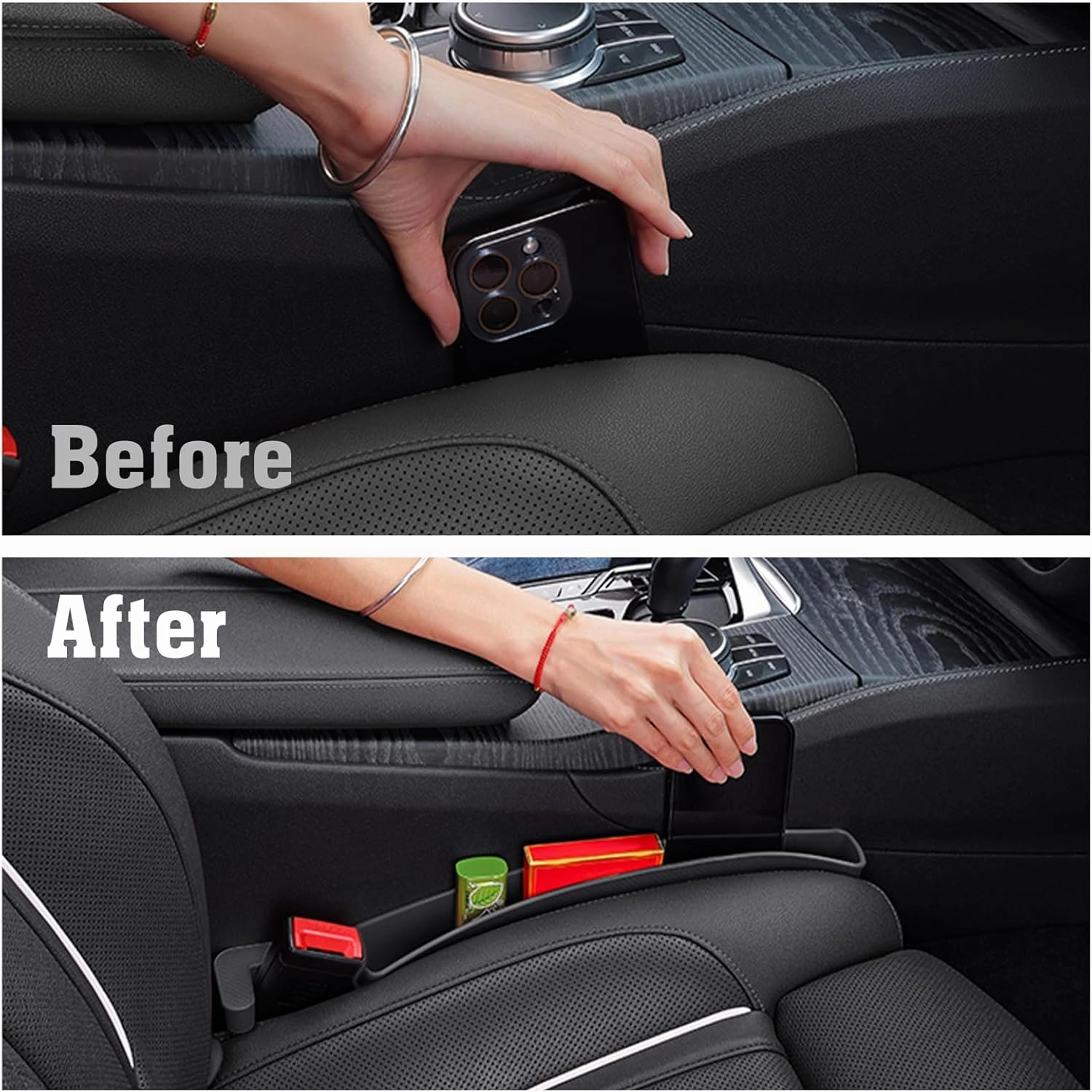 2PCS Car Seat Gap Filler Organizer, Blocker Between Seats, Seat Gap Filler, Car Seat Accessories, Car Seat Side Gap Filler, Universal Fit Car SUV Truck Prevent Phone, coins Falling (Brown)
