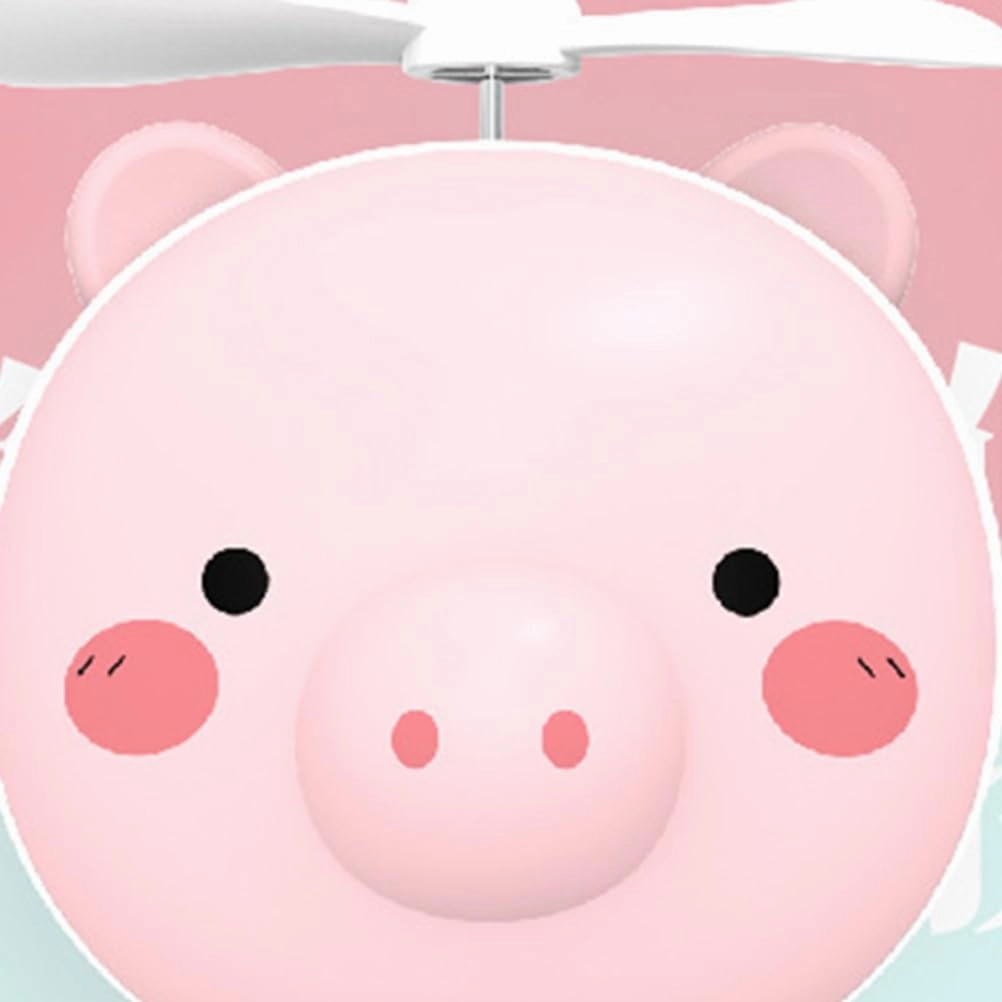 2Pcs LED Makeup Mirror with USB Rechargeable Multi Function Cartoon Pig Style Fan Portable Pocket Fan