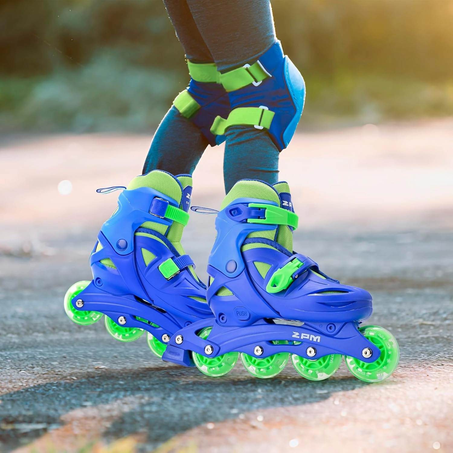 2PM SPORTS Inline Skates with Light Up Wheels, Roller Skates Blades for Boys Girls Kids Ages 5-8 8-12 4-6 6-12, Size Adjustable Beginner Blades Roller Skates for Youth Women Beginner Friendly