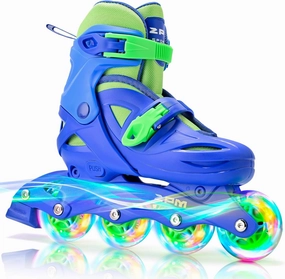 2PM SPORTS Inline Skates with Light Up Wheels, Roller Skates Blades for Boys Girls Kids Ages 5-8 8-12 4-6 6-12, Size Adjustable Beginner Blades Roller Skates for Youth Women Beginner Friendly