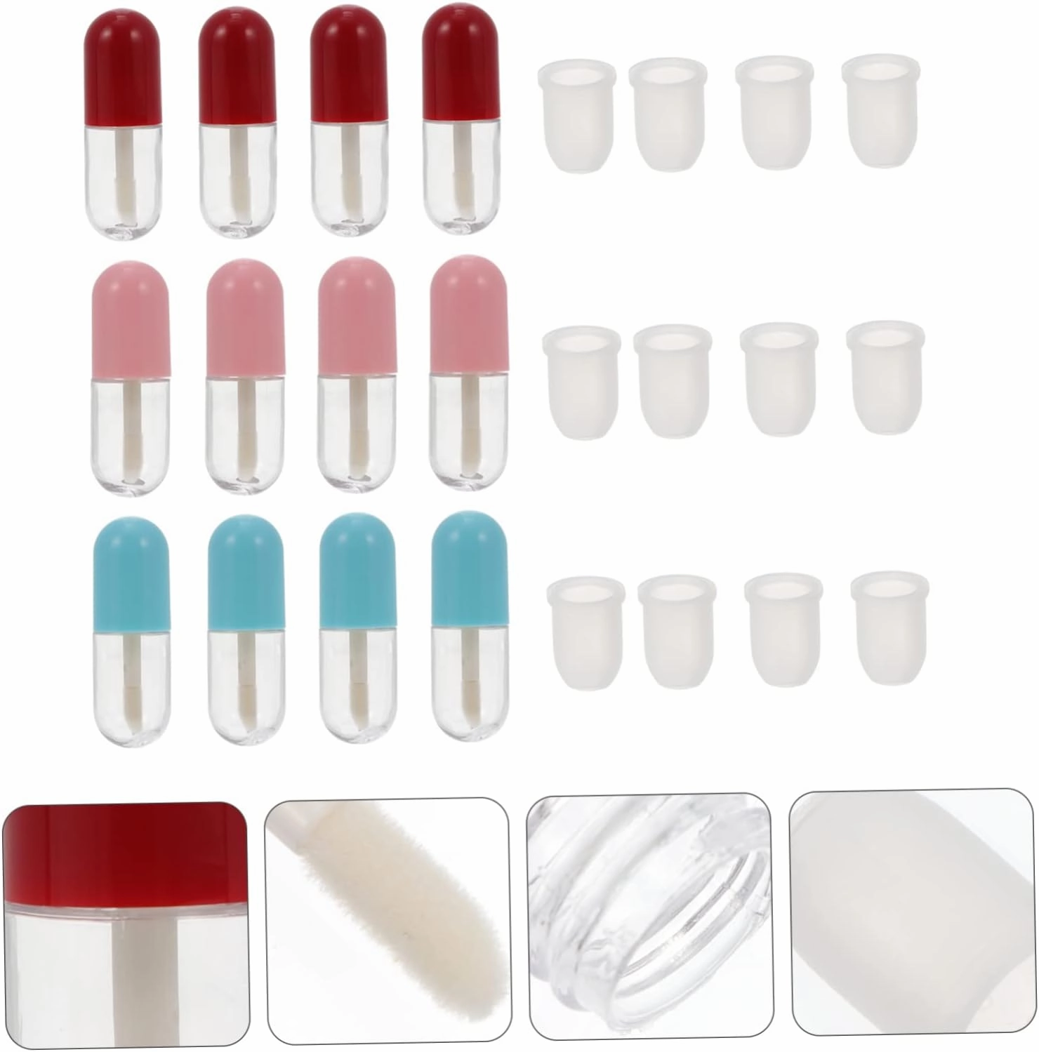 2sets Mini Lip Gloss Holder Shape Lip Gloss Bottles Portable Tube Tube Diy Capsules 12pcs*2