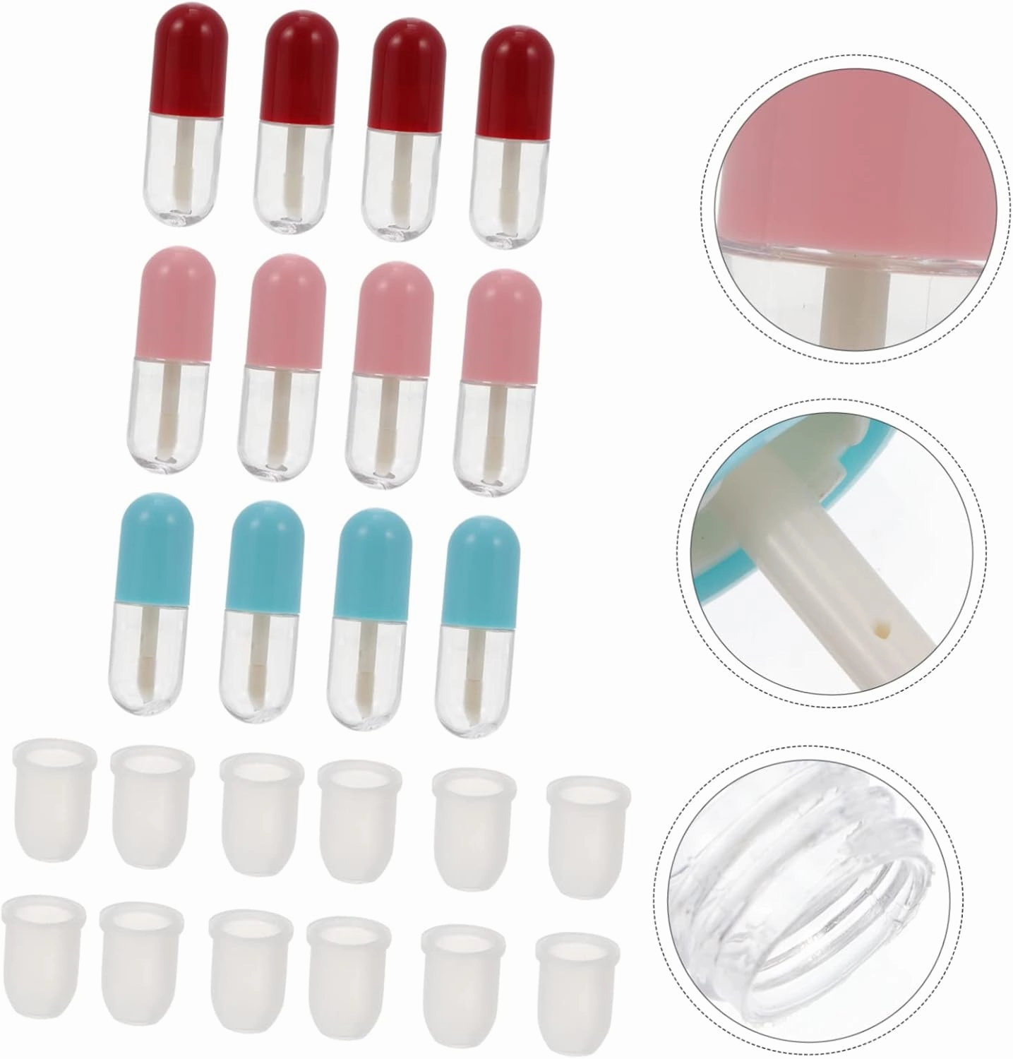 2sets Mini Lip Gloss Holder Shape Lip Gloss Bottles Portable Tube Tube Diy Capsules 12pcs*2