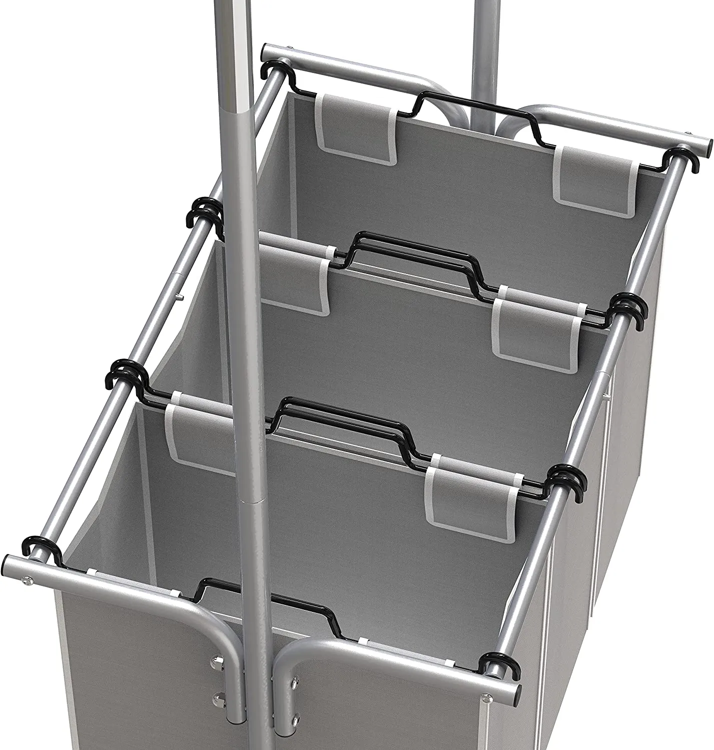 3 Bag Laundry Sorter Rolling Cart With Garment Rack, Laundry Organizer, Hampers