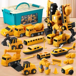 35 Piece Magnetic Transform Engineering Car Assembled Toys with Storage Box-Constructo Modular Transforming Toy Set-Magnetic Construction Toys for Kids Toddlers Age 3-5 4-8 Indoor & Outdoor Activities