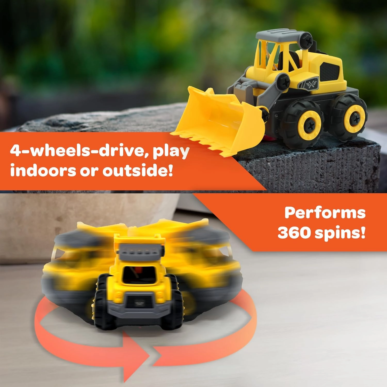 3-in-1 Build N Drive RC Truck - Take Apart Toy Building Kit for Boys - 20pc STEM Set, Car Building Toys for Kids 3-6 - Front Loader, Bulldozer and Plow Trucks