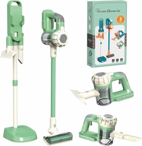 3-in-1 Kids Vacuum That Really Works, Toddler Toy Vacuum Cleaning Set for Children Aged 3 , Fun Kids Working Toy Vacuum Cleaner with Working Suction for Realistic Play (630Green)