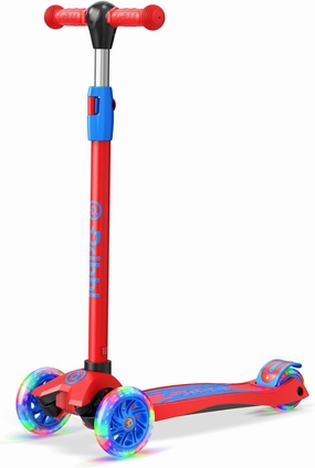 3-Wheel Kids Scooter - Lean-to-Steer Technology, Adjustable Height Handlebar, Anti-Slip Deck, Scooter for Boys & Girls Ages 3 , Child Safety Approved, Support Riders Up To 165 lbs, Red and Blue