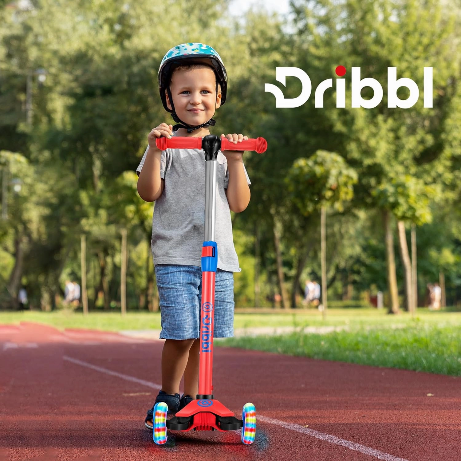 3-Wheel Kids Scooter - Lean-to-Steer Technology, Adjustable Height Handlebar, Anti-Slip Deck, Scooter for Boys & Girls Ages 3 , Child Safety Approved, Support Riders Up To 165 lbs, Red and Blue