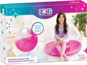 3C4G Pink Glitter Confetti Chairs - Inflatable Lounge Chair for Kids - Comfortable & Portable Blow Up Chair Perfect for Outdoors, Bedrooms, Game Room, Dorms & More! by Make It Real